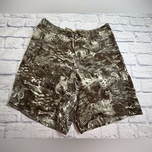 Patagonia Brown and Cream Patterned Board Shorts. Size 34/M.